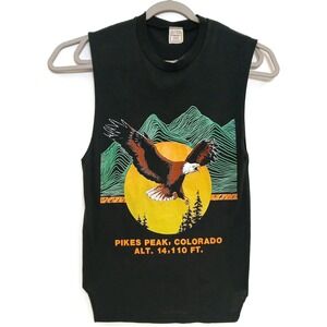 VINTAGE Pikes Peak Colorado Shirt Mens Medium Eagle Sleeveless USA Made 80s